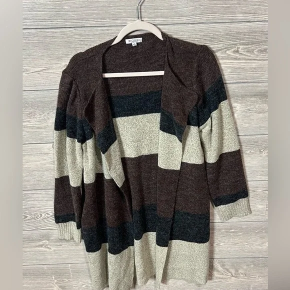 Baciano Brown Multicolor Long-Line Open Cardigan Size Small - Picture 3 of 7